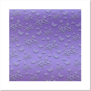 Flowers & butterflies in purple II Posters and Art